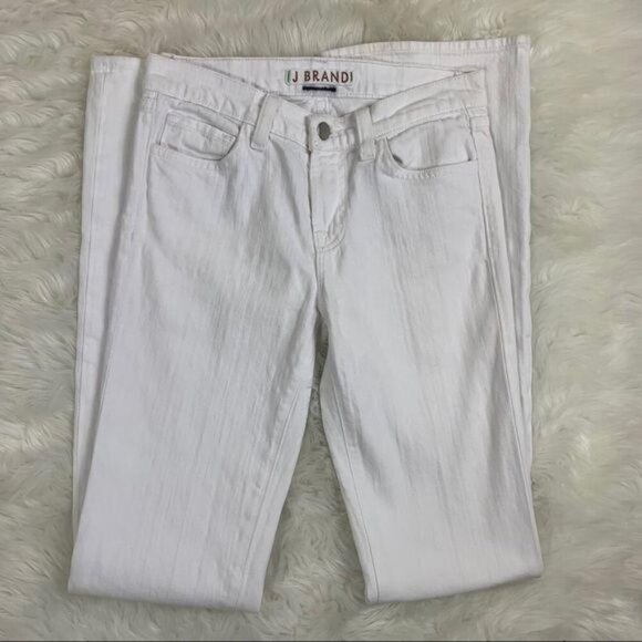 J Brand Mid Rise Bootcut Jeans Size 24 White Stretch Zip Fly Button - Picture 2 of 9